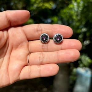 18K Gold Plated Stainless Steel Oil Slick Diamond Stud Earrings